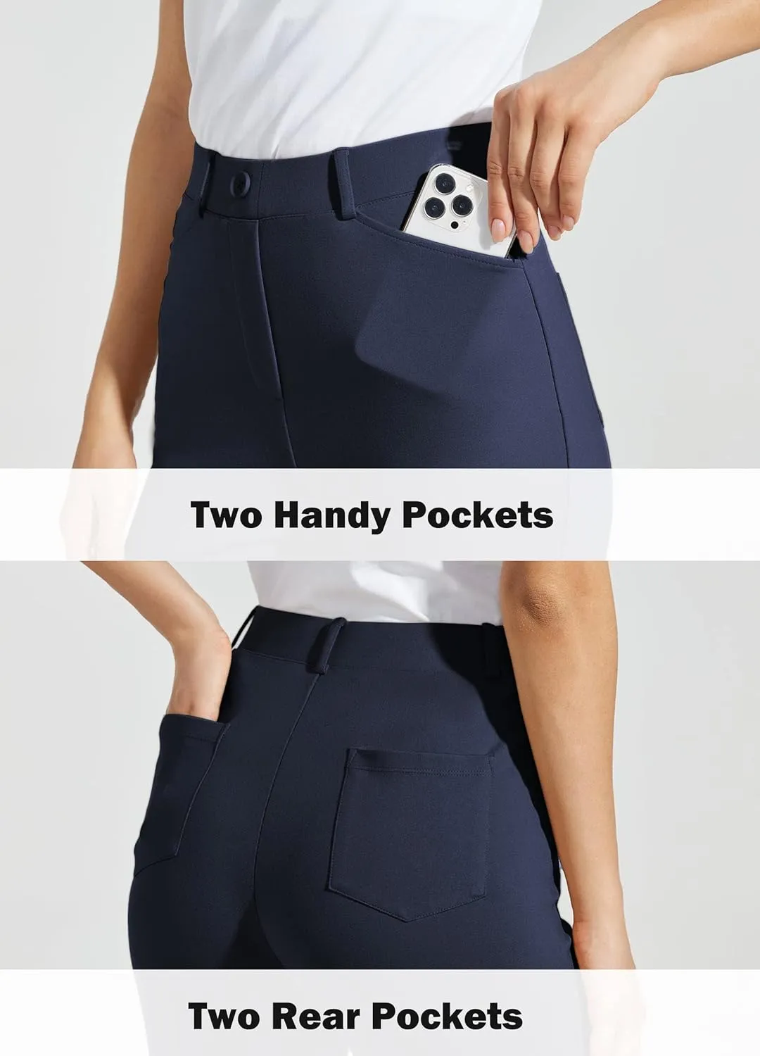 Women's Yoga Dress Pants Bootcut Work Slacks Stretch Office with Belt Loops 4 Pockets 28/29"/30"/31"/33"
