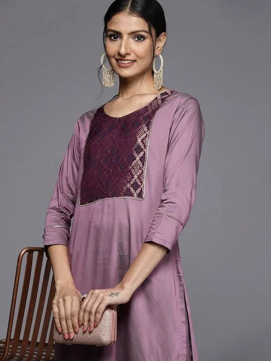 Woven Design Yoke Design Kurta with Trousers