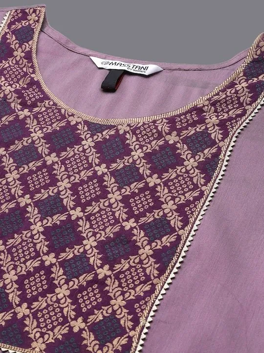 Woven Design Yoke Design Kurta with Trousers
