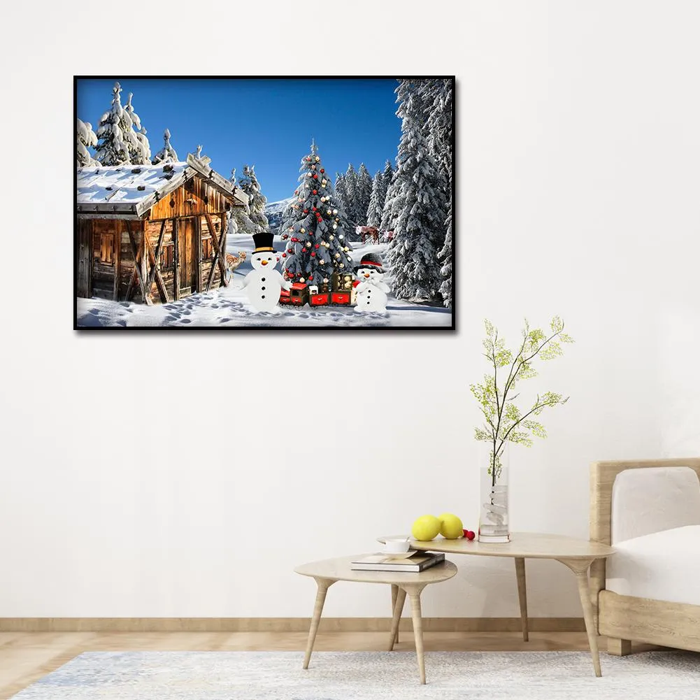 Xmas Snowy Pine - Full Round Diamond - 30x40cm