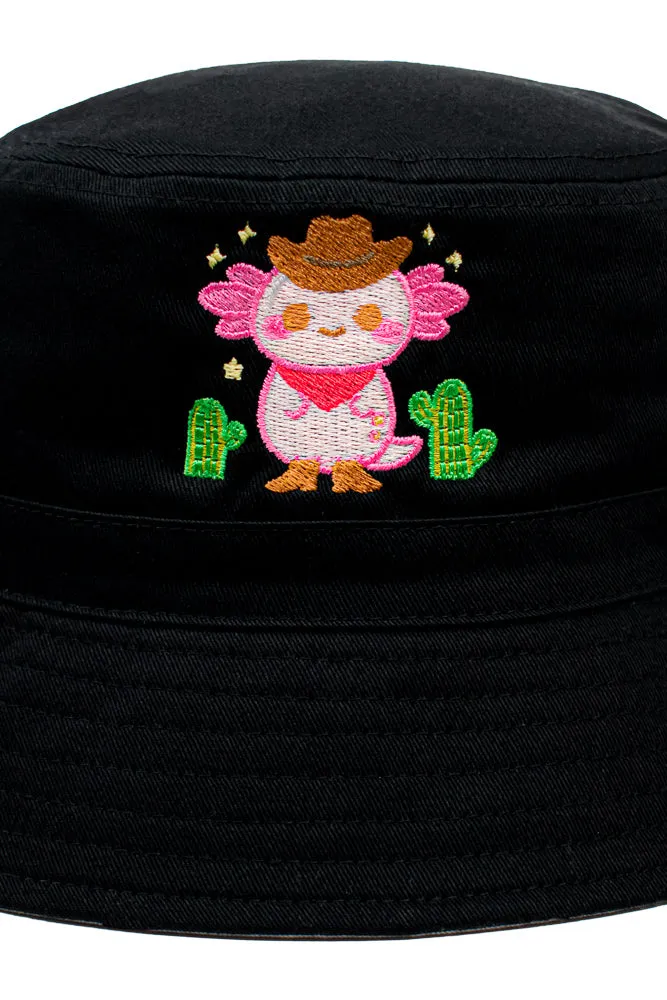 Xoxi The Axolotl Cowboy Embroidered Bucket Hat