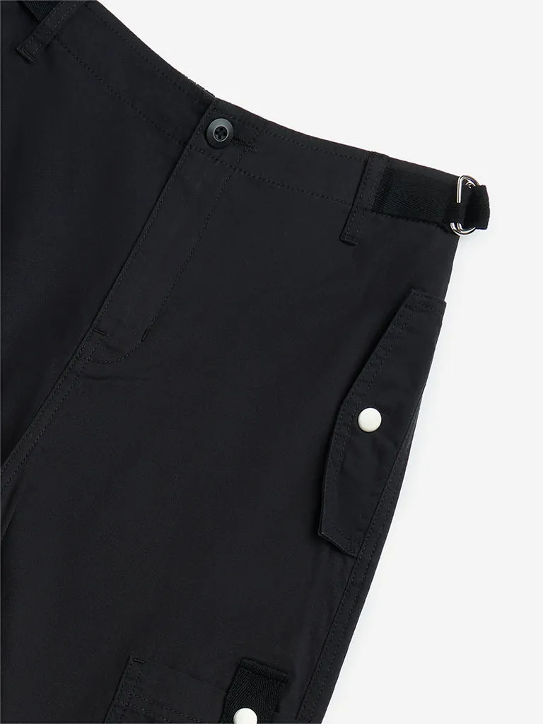 Y&F Kids Black Mid-Rise Cotton Trousers