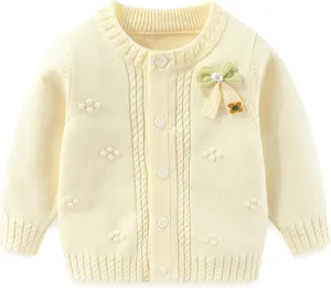 Yanmucy Baby Girl Cardigans Sweater Bow Cotton Knit Jumpers Coat Toddler Girls Clothes Warm Outwear Knitwear Jacket
