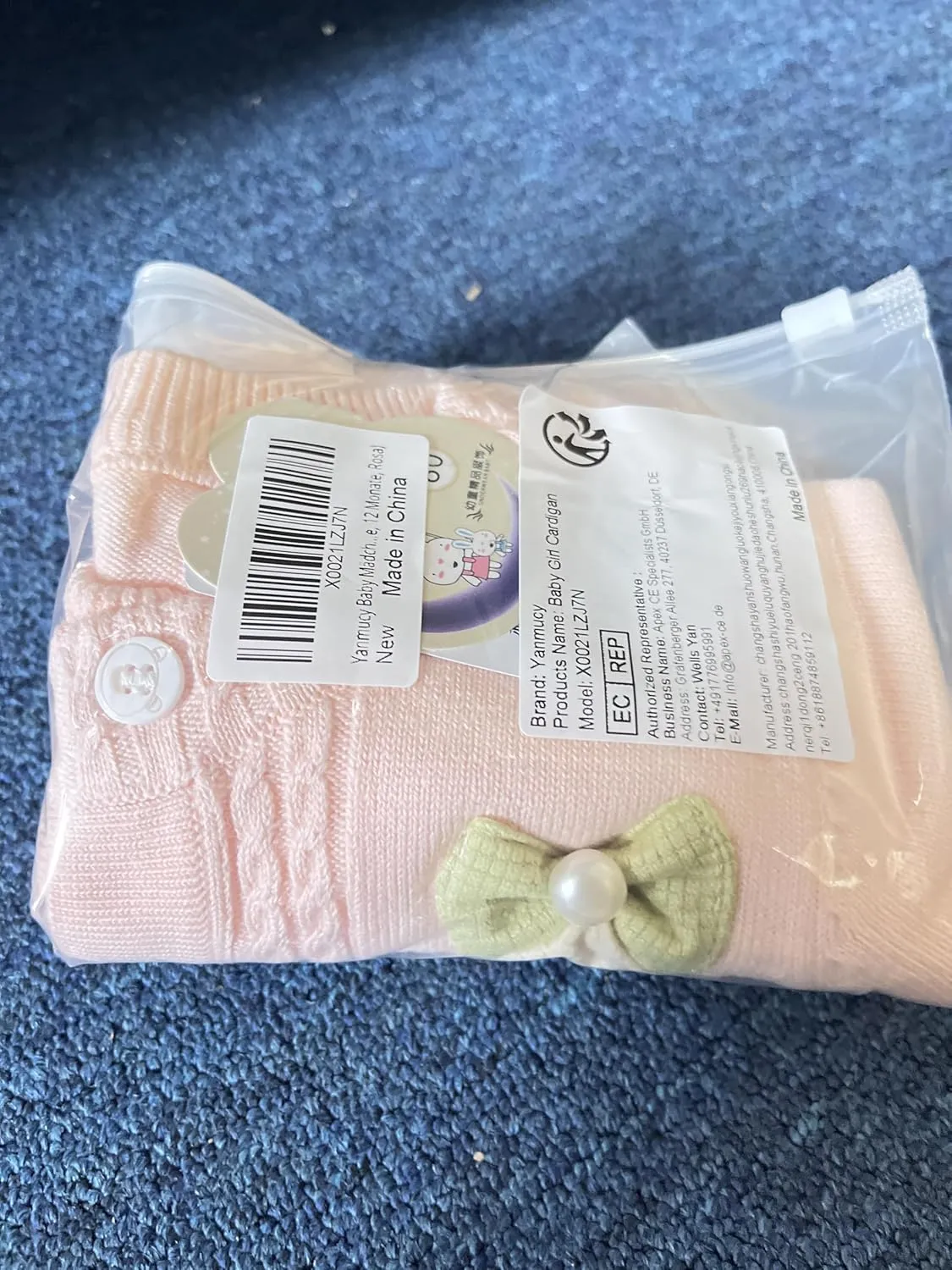 Yanmucy Baby Girl Cardigans Sweater Bow Cotton Knit Jumpers Coat Toddler Girls Clothes Warm Outwear Knitwear Jacket
