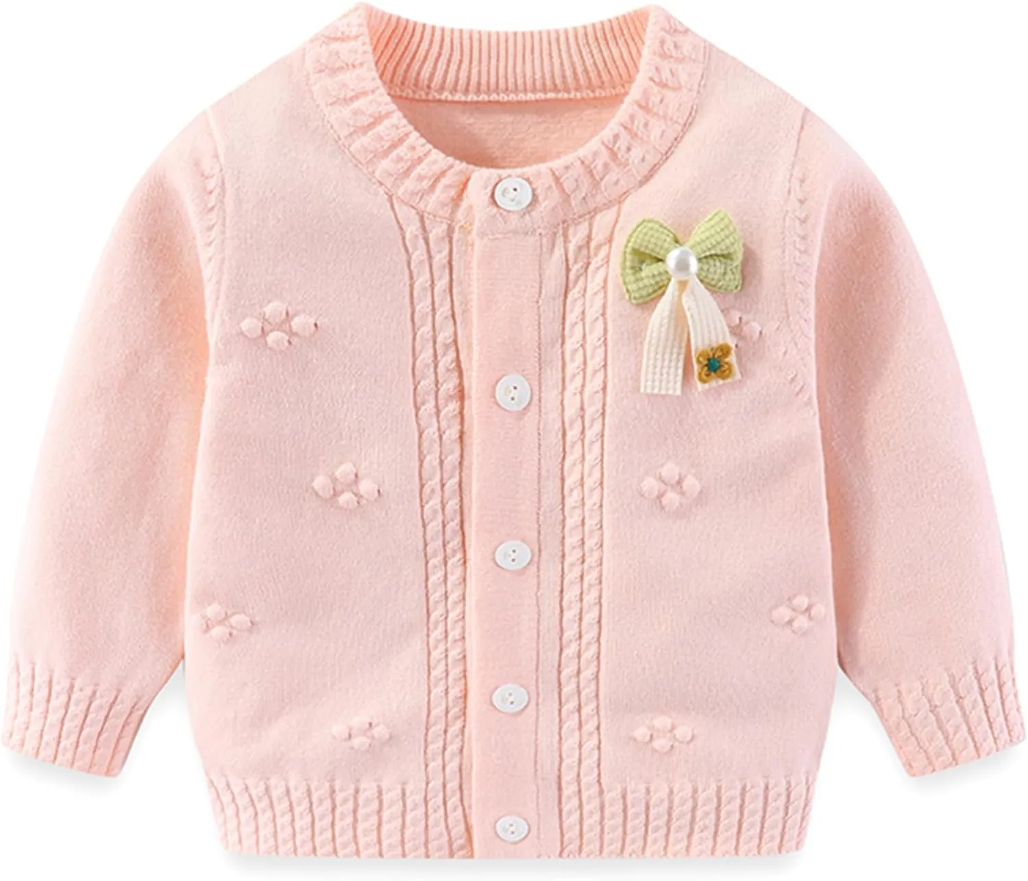 Yanmucy Baby Girl Cardigans Sweater Bow Cotton Knit Jumpers Coat Toddler Girls Clothes Warm Outwear Knitwear Jacket