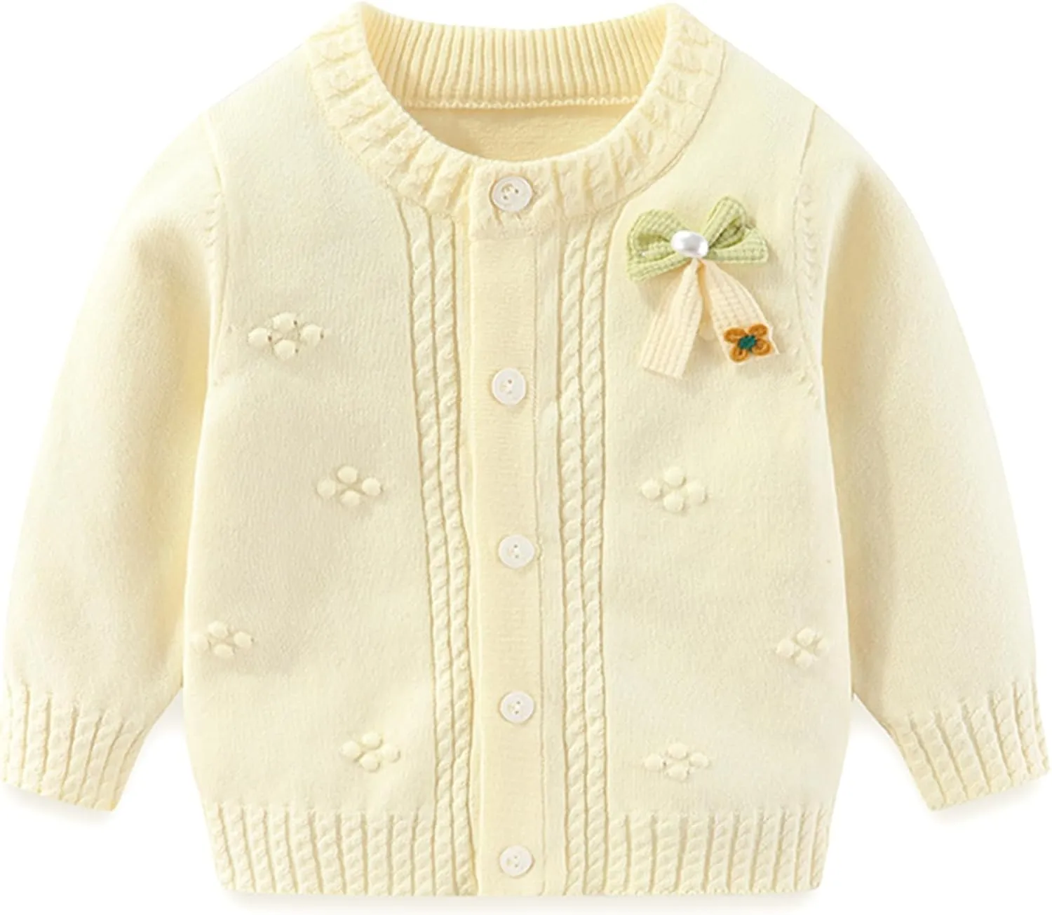 Yanmucy Baby Girl Cardigans Sweater Bow Cotton Knit Jumpers Coat Toddler Girls Clothes Warm Outwear Knitwear Jacket