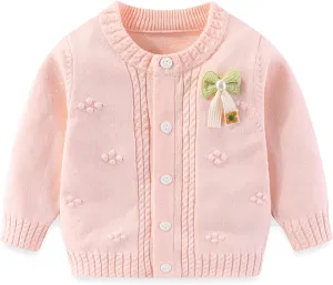 Yanmucy Baby Girl Cardigans Sweater Bow Cotton Knit Jumpers Coat Toddler Girls Clothes Warm Outwear Knitwear Jacket