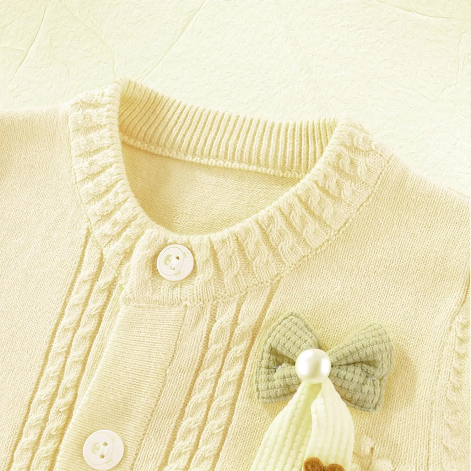 Yanmucy Baby Girl Cardigans Sweater Bow Cotton Knit Jumpers Coat Toddler Girls Clothes Warm Outwear Knitwear Jacket