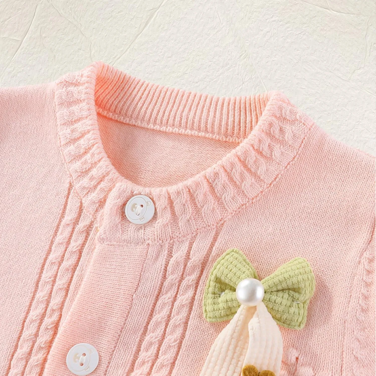 Yanmucy Baby Girl Cardigans Sweater Bow Cotton Knit Jumpers Coat Toddler Girls Clothes Warm Outwear Knitwear Jacket
