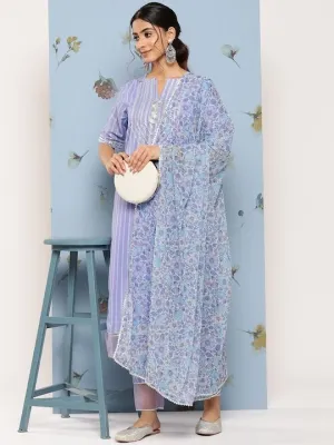 Yoke Design Regular Gotta Patti Kurta With Trousers & Dupatta