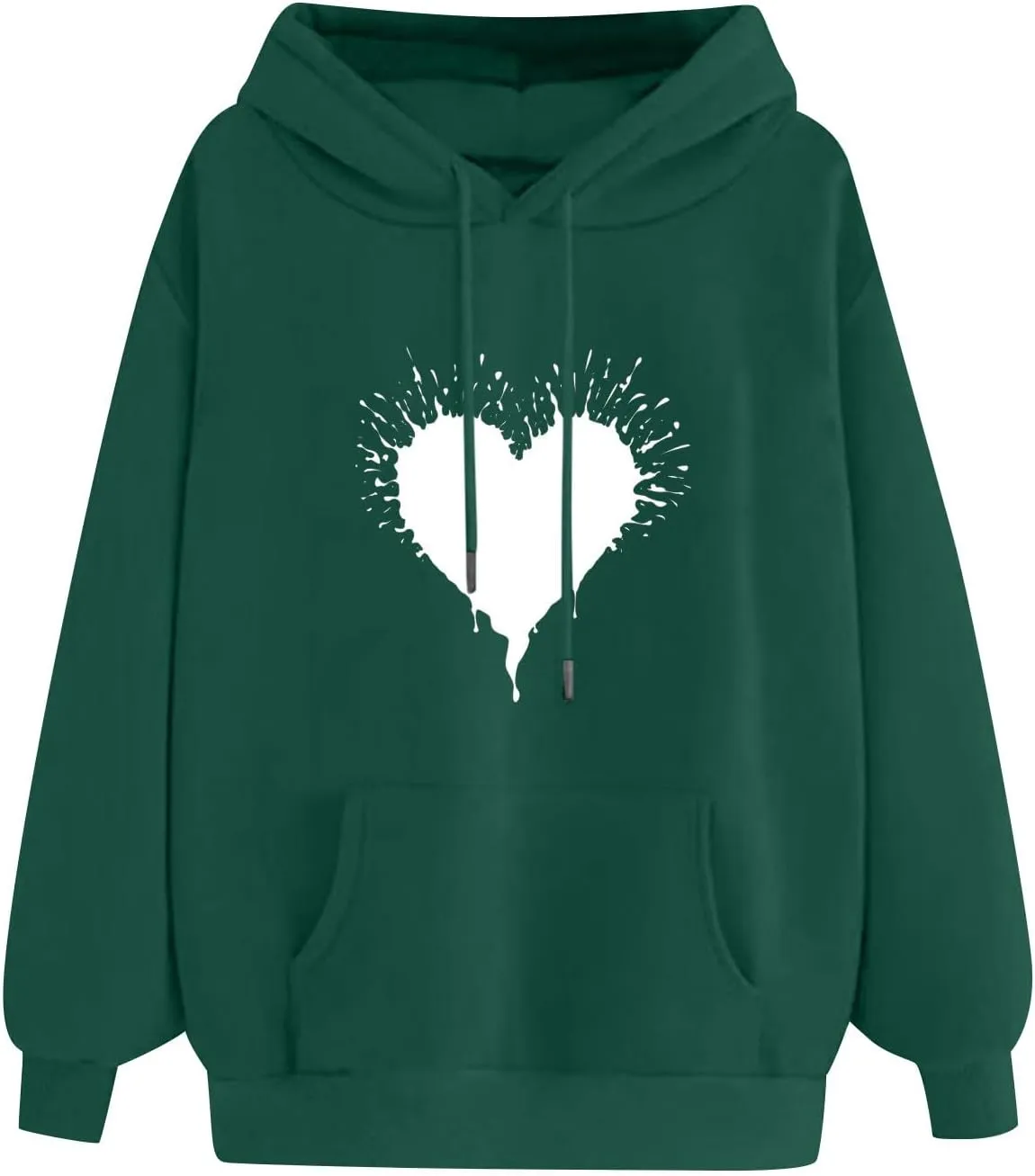 ZDRZK Hoodies For Women Cute Heart Print Drawstring Casual Hooded Sweatshirts Oversized Basic Fall Clothes With Pocket