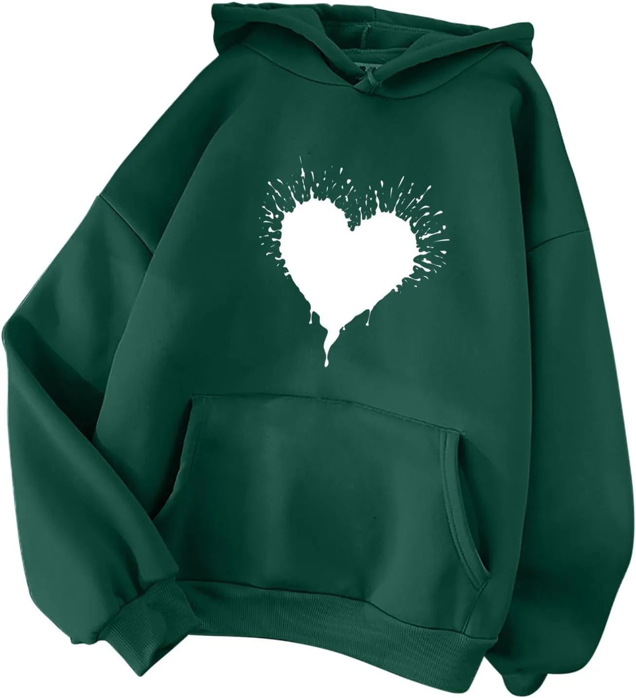 ZDRZK Hoodies For Women Cute Heart Print Drawstring Casual Hooded Sweatshirts Oversized Basic Fall Clothes With Pocket