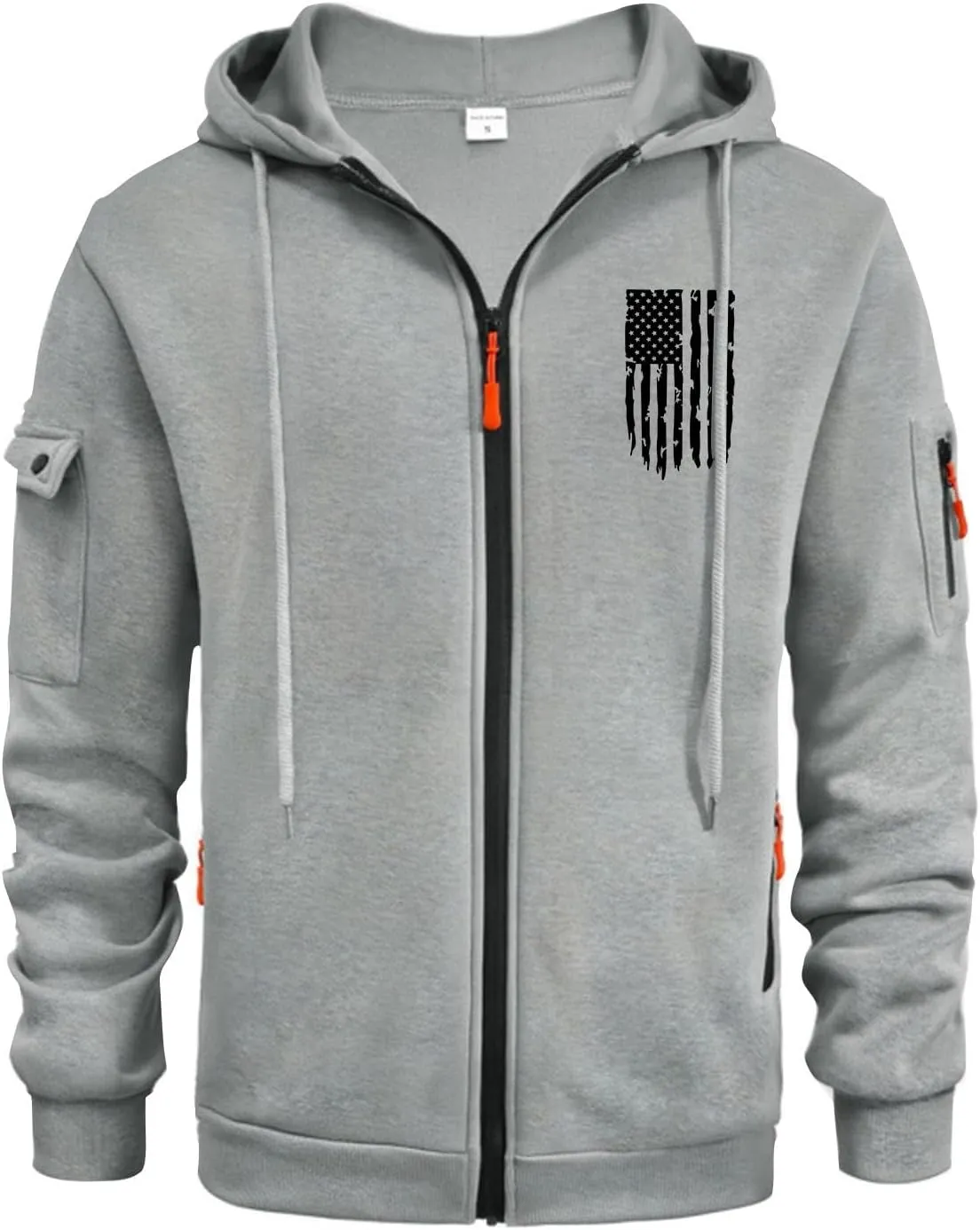 ZEFOTIM Mens Zip Up Hoodies American Flag Hoodie Fashion Funny Travel Long Sleeve Drawstring Sweatshirt with Pocket