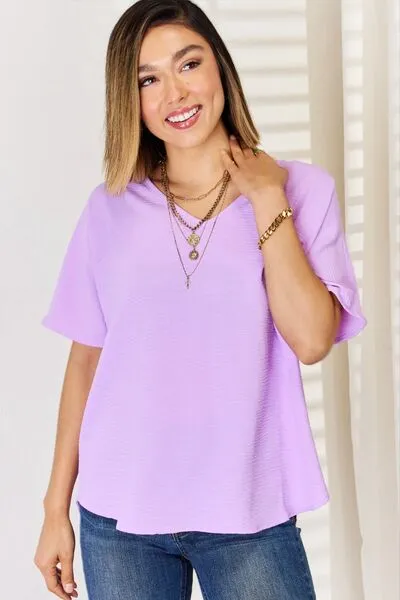 Zenana Texture Short Sleeve T-Shirt Top
