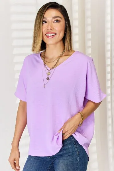 Zenana Texture Short Sleeve T-Shirt Top