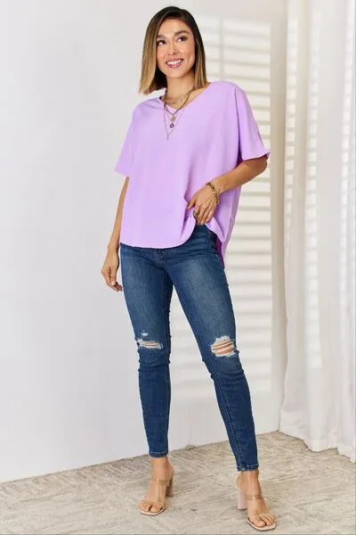 Zenana Texture Short Sleeve T-Shirt Top