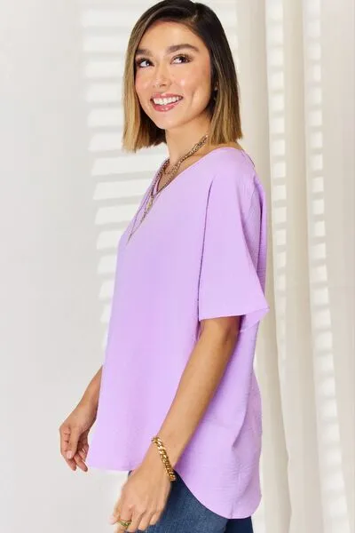 Zenana Texture Short Sleeve T-Shirt Top