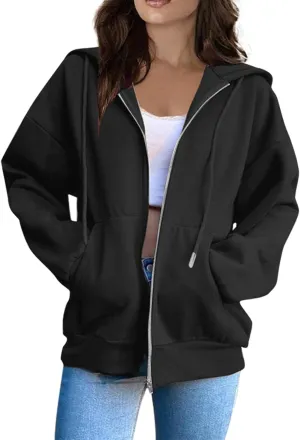Zip Up Hoodie Women Fall Fashion Long Sleeve Oversized Sweatshirts for Women Y2K Hoodies Causal Jacket with Pockets