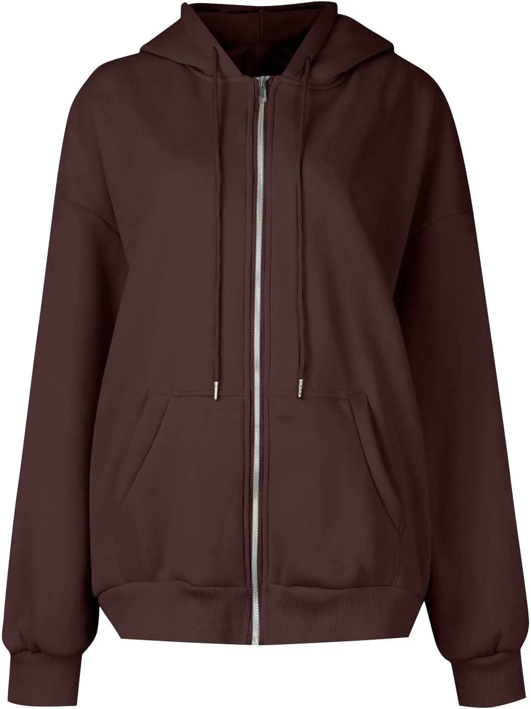 Zip Up Hoodies for Women 2024 Fall Winter Oversized Sweatshirt Fleece Lined Jacket Casual Warm Outfit with Pockets