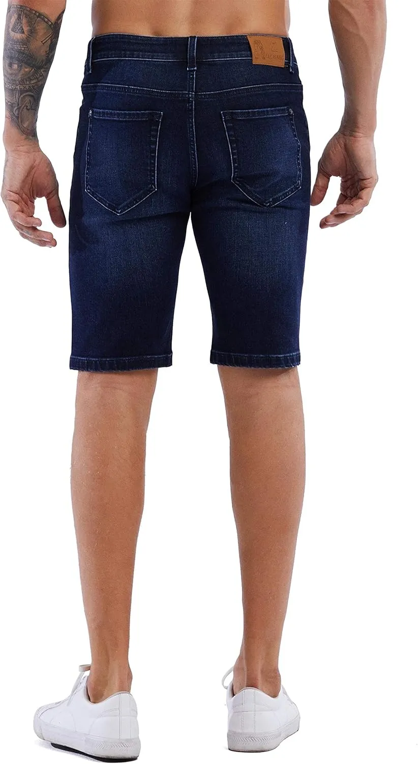 ZLZ Slim Ripped Jean Short for Men, Men's Casual Stretch Slim Fit Denim Short