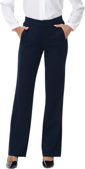 ZTN Womens 29"/31"/33" Business Casual Dress Pants Wide Straight Leg Trousers with Pockets
