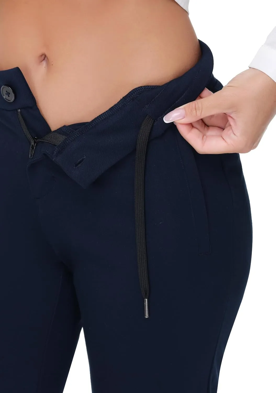 ZTN Womens 29"/31"/33" Business Casual Dress Pants Wide Straight Leg Trousers with Pockets
