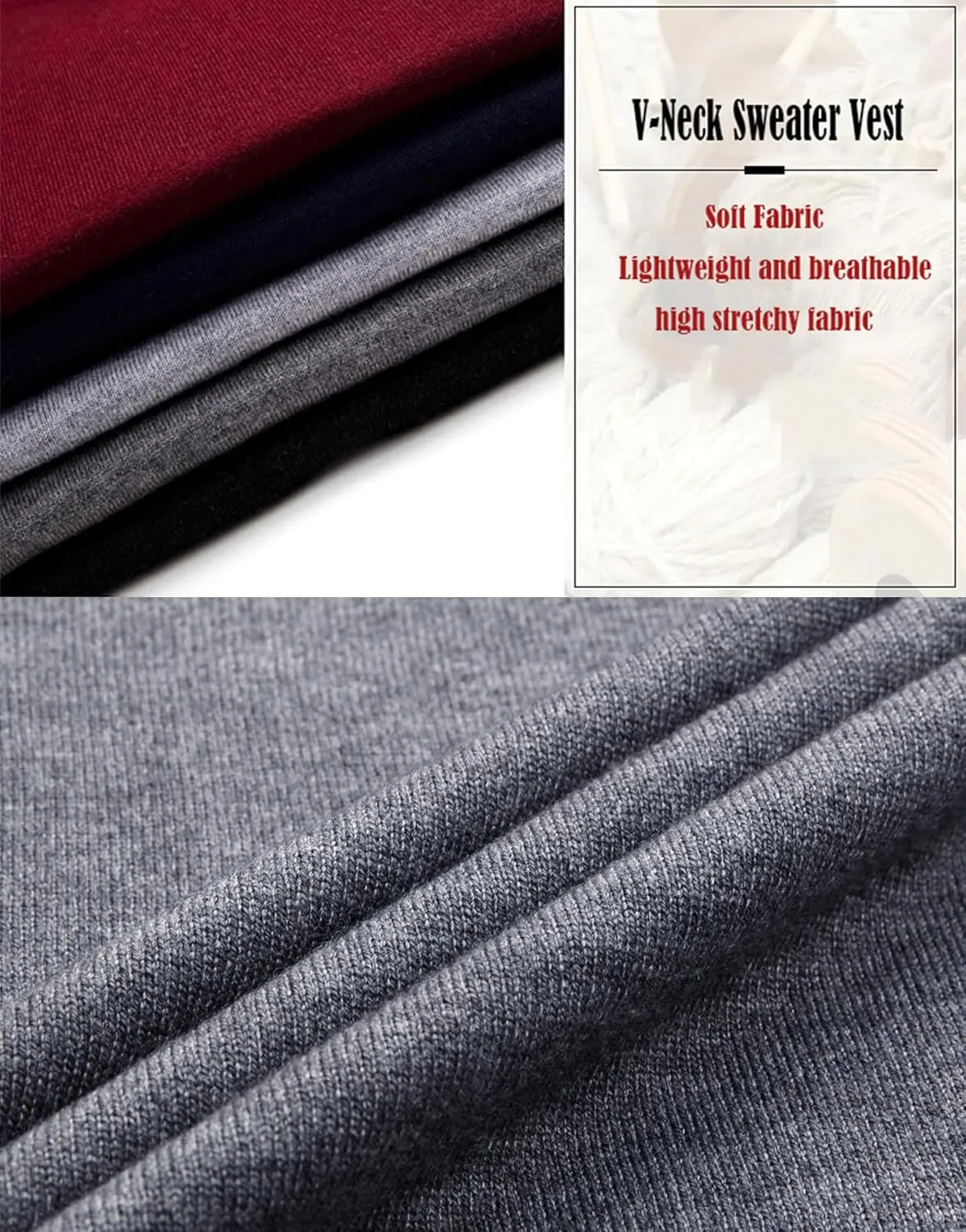 ZUEVI Men's Sweater Vests V-Neck Sleeveless Knitted Pullover Sweaters Relax Fit Classic Striped Vest Knitwear